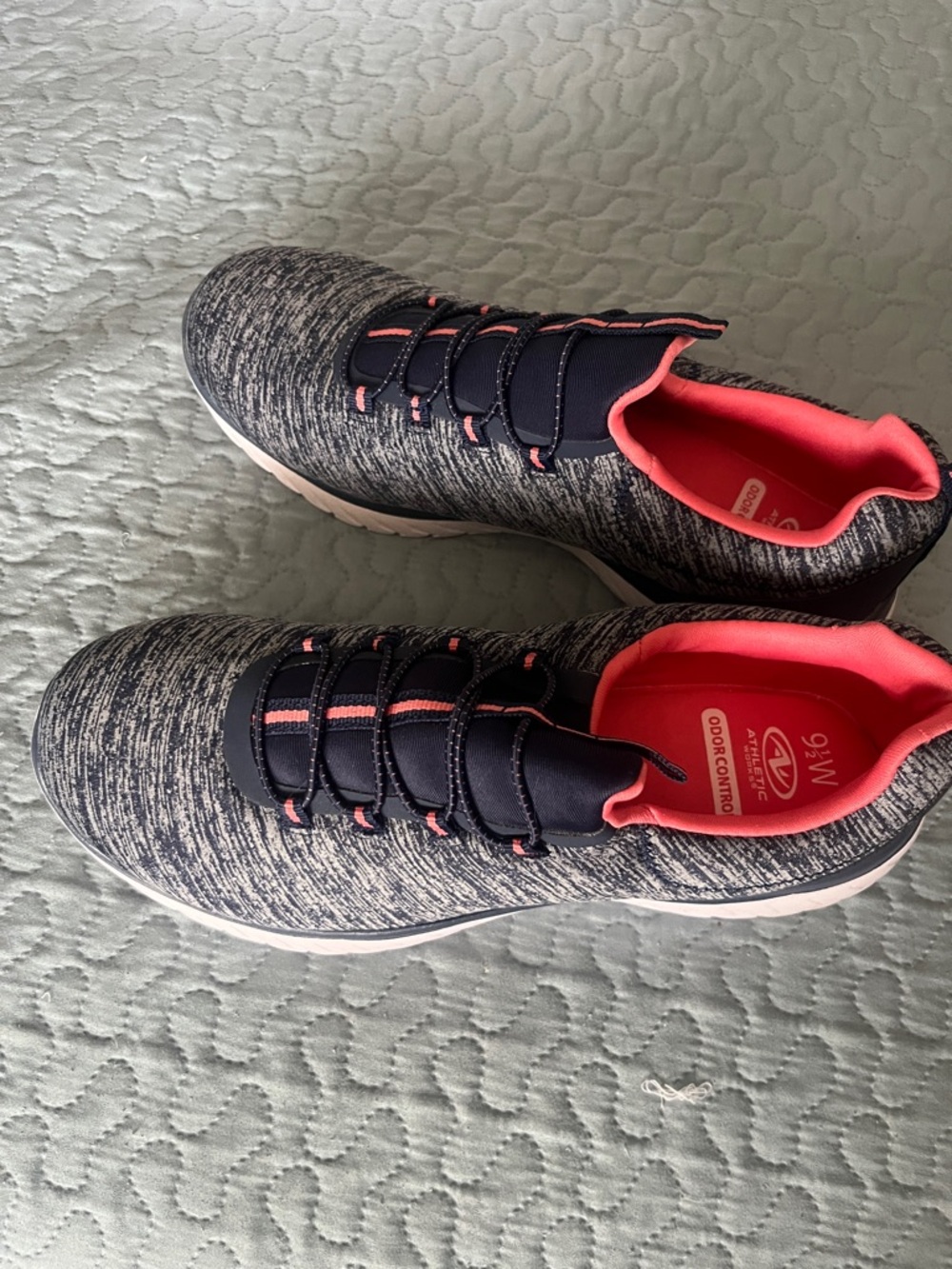 Athletic Works Gray Knit Sneakers with Coral Accents
